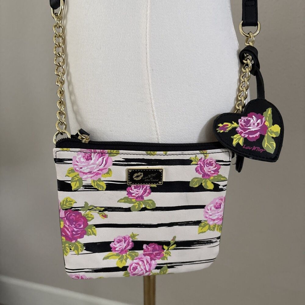 Betsey Johnson Crossbody Bag floral striped Purse